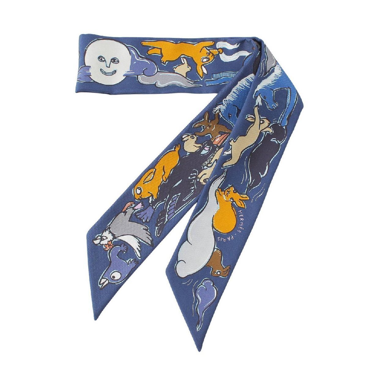 Hermes Silk Twilly Scarf Mille Et Un Lapins Rabbit Multicolor Design