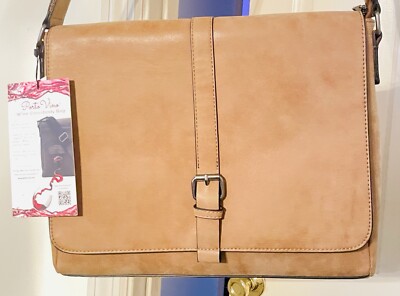 PortoVino Wine Messenger Crossbody Bag Flask Bag Hidden Compartment NEW Camel