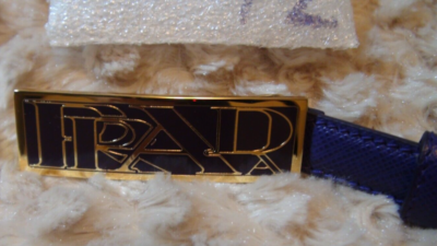 Prada Thin Logo Buckle Saffiano Leather Viola Belt 95 X  display picture 1