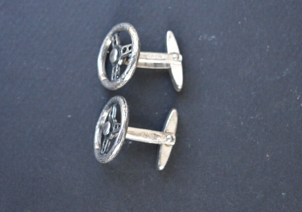 car steering wheel cufflinks sterling silver (aut… - image 3
