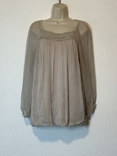 Elena Baldi Large Silk Pink Blouse Long Sheer Sleeve Top Boho Cottagecore Italy