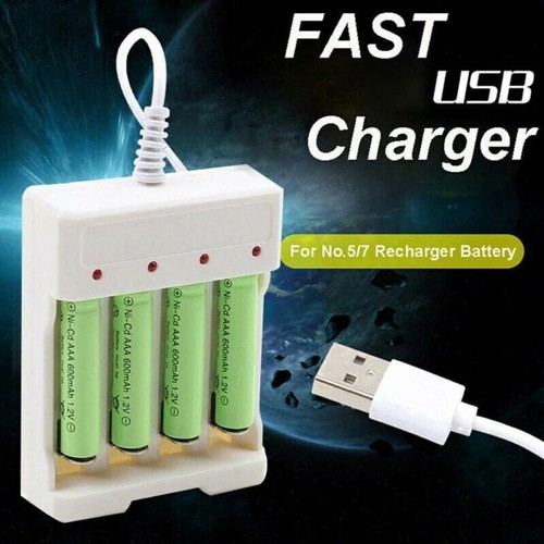 New Charger Universal 1.2V USB Slot 4 Adapter Plug AA/AAA Rechargeable Battery - Picture 2 of 10