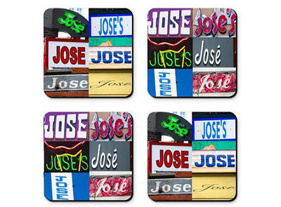 Personalized Coasters featuring the name JOSE in photos of signs - Set of 4 