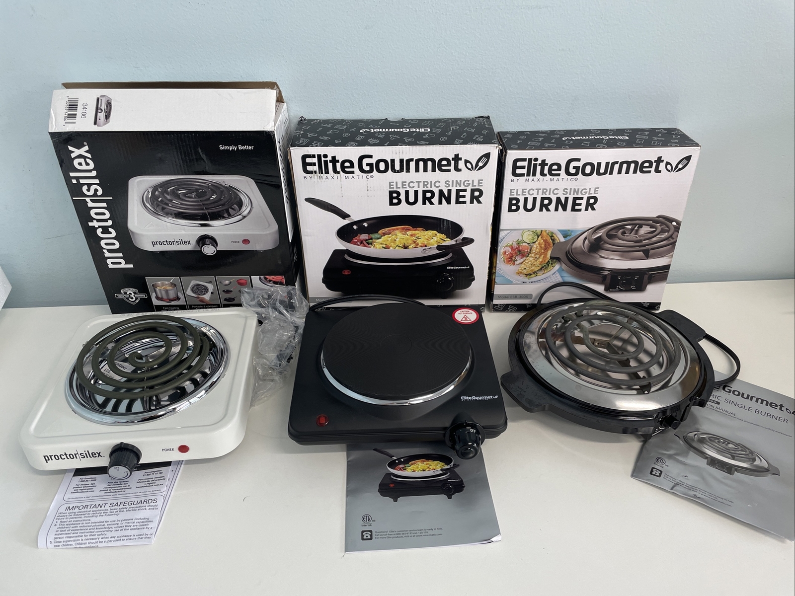 Set of 3 Electric Single Burners Proctor Silex/ Elite gourmet (All Work  Great) | eBay