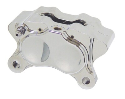 V-FACTOR Billet Aluminum, 4-Piston Motorcycle Brake Caliper w/ Pads - CHROME