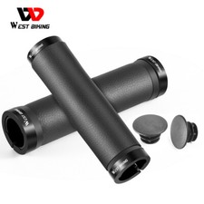 WEST BIKING Leather Bike Grips Lock-on MTB Bicycle Handlebar Grips 22.2mm A Pair