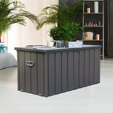 100 Gallon Large Outdoor Storage Deck Box Storage Bin for Garden Tools Dark Gray