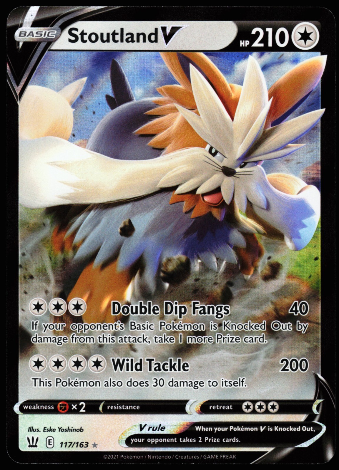 Stoutland V 117/163 Battle Styles NM Full Art Ultra Rare Pokémon Card