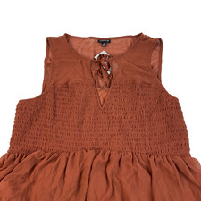 Torrid Chiffon Smocked Tank Dress Sz 2 2X Rust Burnt Orange Fall Classic Sheer