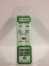 Evergreen # 103 Styrene Strip .010" Thick - 14" Long; pkg(10) x .060"A Scale MIB