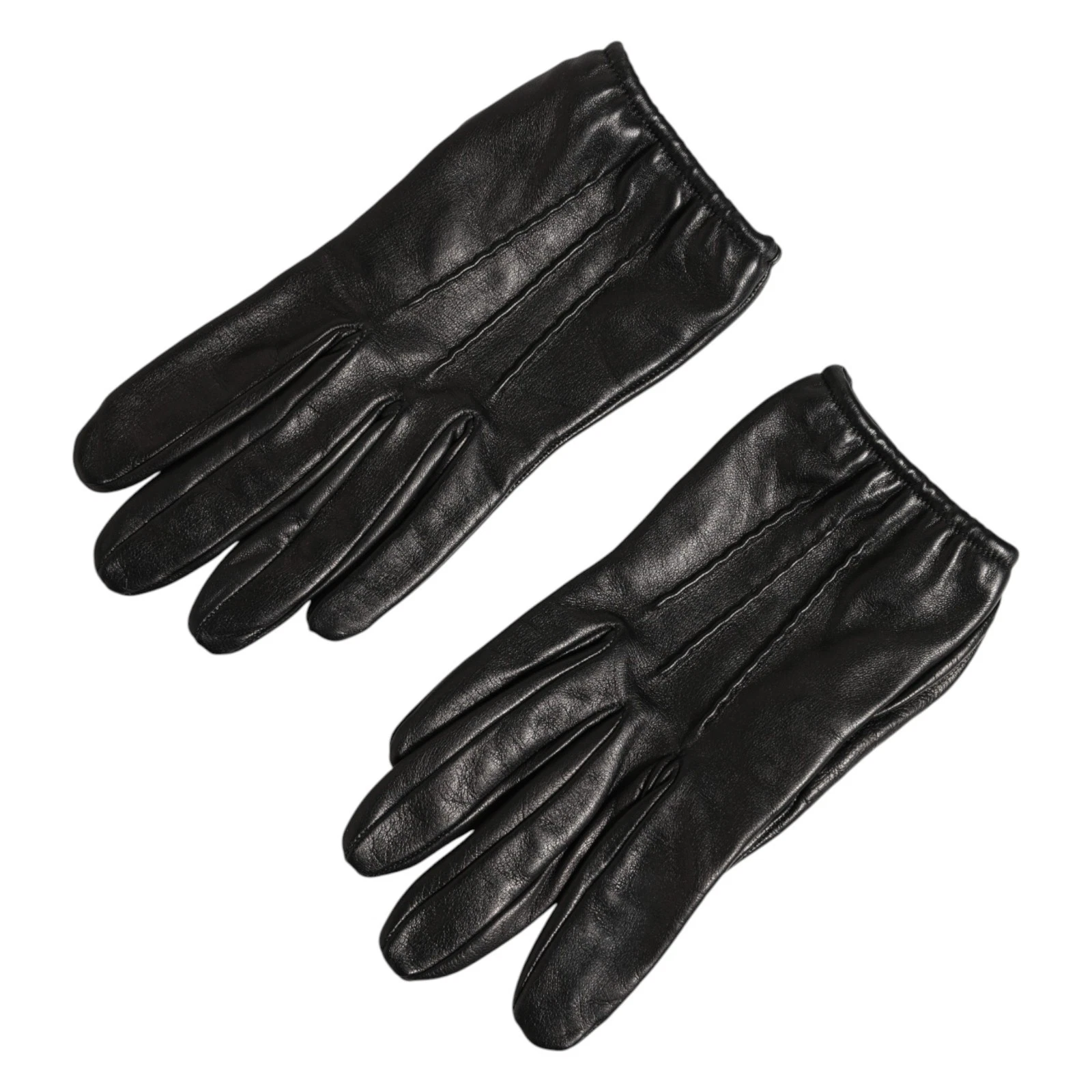 DOLCE & GABBANA Gloves Black Genuine Leather Wrist Length Mitten 7.5 / M 480usd