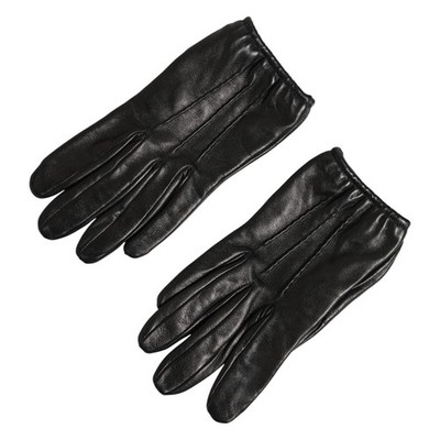 DOLCE & GABBANA Gloves Black Genuine Leather Wrist Length Mitten 7.5 / M 480usd