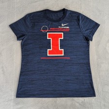 Illinois Fighting Illini Shirt Nike Women Large Blue Short Sleeve Heathered