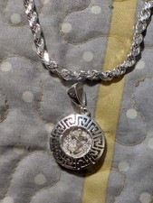 20 Inch 5mm Diamond Cut 925 Silver Necklace With 2 Pendents