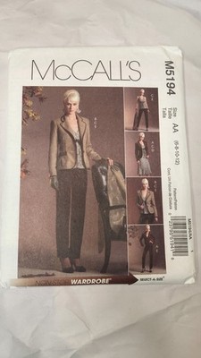 McCalls M5194 Misses Sewing Pattern Size 6-12 Jacket Skirt Pant Top uncut