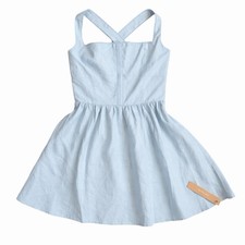 Reformation Sheri Linen Mini Dress Blue Size 10 NWT Fit Flare Summer