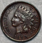 AU-UNC 1889/1_89 & 89 in Denticles Indian Head Cent, Dramatic, Snow-4 Variety.
