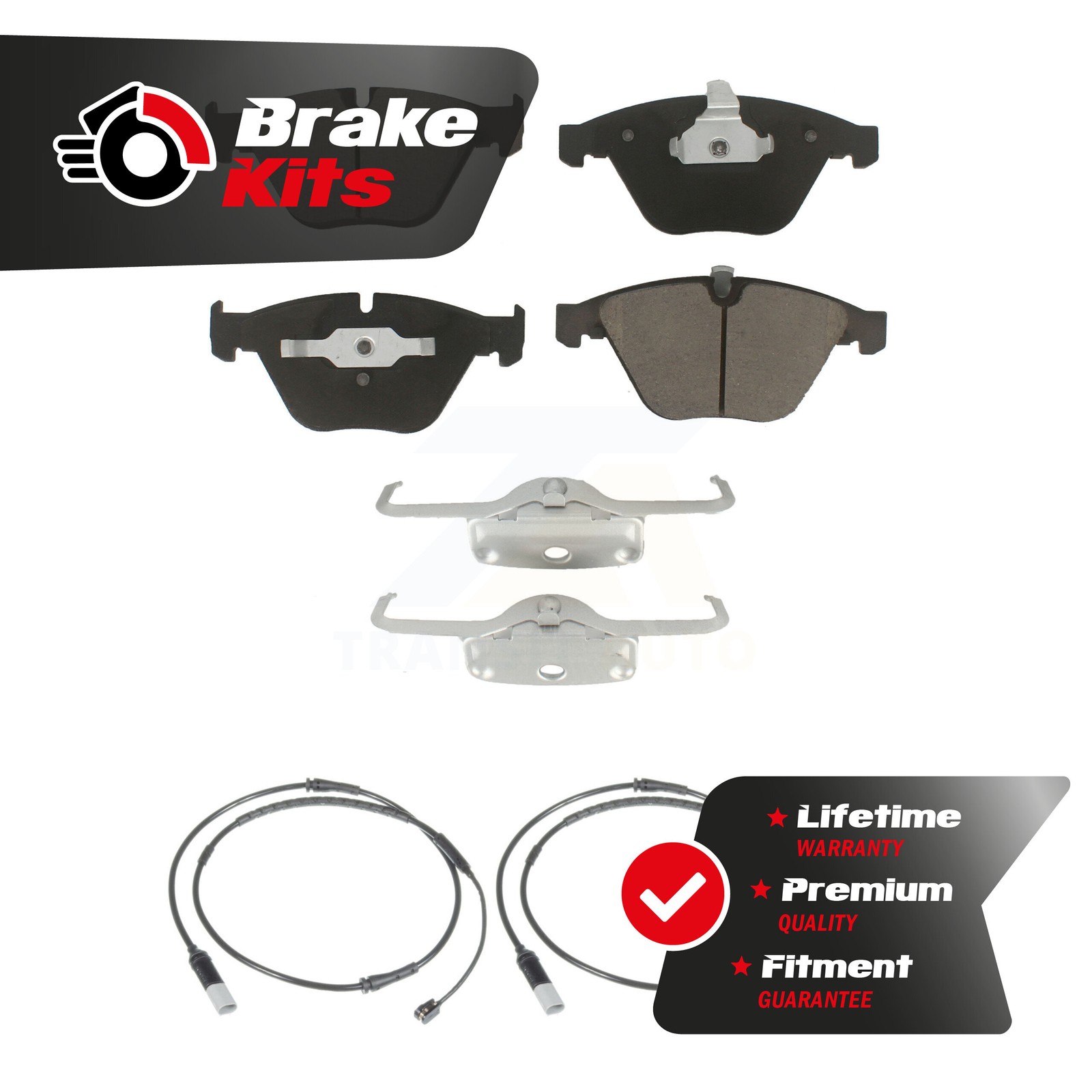 Front Ceramic Disc Brake Pads And Wear Sensor Pairs Kit For 2010-2010 BMW 535i