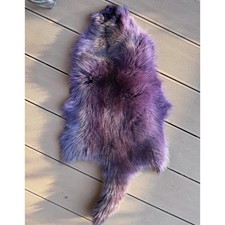 Dark Purple Gradient Raccoon Fur Pelt: Crafting Material with Tail