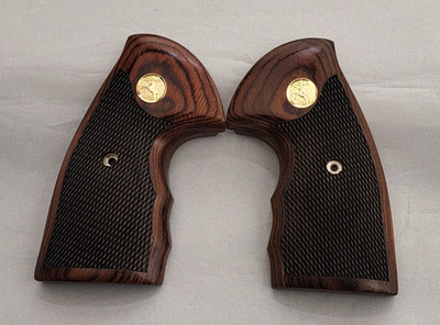 Colt Python Rosewood with Checkering Grips with a Gold Colt Medallion