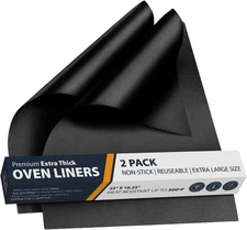 Oven Liners for Bottom of - 2 Pack Large Heavy Duty Mats, 2 Pack, Black 