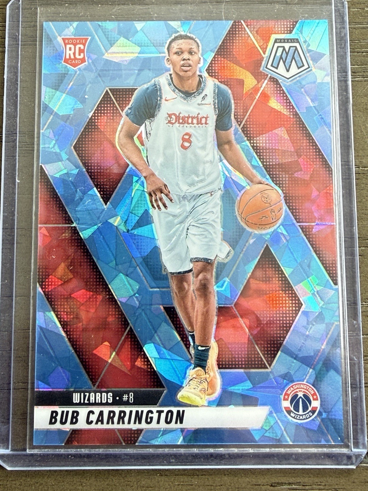 2024-25 Panini Mosaic - Rookies Bub Carrington #206 Ice Mosaic Prizm /125 (RC)