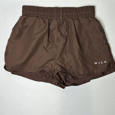 WILO The Label Women's Small 2 in 1 Running Short in Brown Athletic Summer