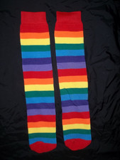 Tween girls rainbow striped knee high socks nip