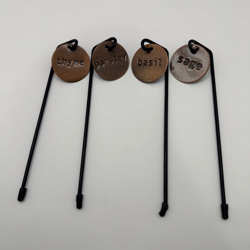 Smith & Hawken Herb Garden Markers Copper Black Set of 4 Thyme Basil Sage