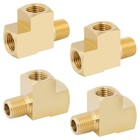  4 Pack Brass Tee Fittings 1/4" 1/4″ Female to 1/4″ Female to 1/4″ Male Thread