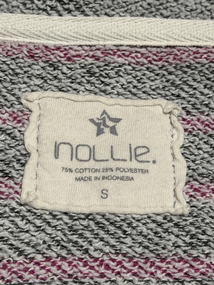 Nollie Women's Small Pink/Black/Grey Stripped Full Zip Up Hoodie W Pockets Y2K - Image 3 of 4