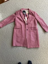 Joules Women’s Large Raspberry Cheltenham Wool-Rich Coat