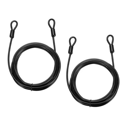 2pcs 5/32'' Dia 9.8ft Security Cable Lock Vinyl Coated Steel with Loops Black