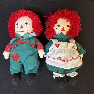 Vintage 1998 Snowden Christmas Holiday Raggedy Ann & Andy dolls