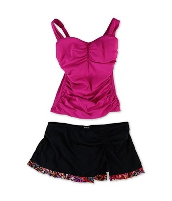 Profile Womens Starlet U-Wire D-Cup Ruffle 2 Piece Bandini, Pink, 34D