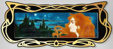 Art Nouveau Johann von Schwarz Carl Sigmund Luber "Die Nacht" Jugendstil Fliese
