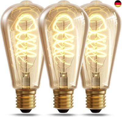 NUODIFAN Edison Vintage Glühbirne E27, LED Dimmbar 4W Retro LED Lampe Warmweiß 2