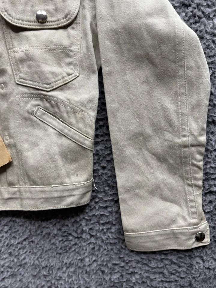 Jaqueta jeans vintage Wrangler 1950’s off white ponto plissado fonte 3 tamanho 12 - Imagem 4 de 4