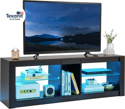 55'' LED Light TV Stand - Media Console for Tvs up to 65 Inches, Entertainment Ce