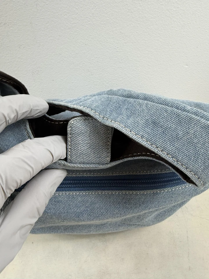 Bolso de Hombro Kenneth Cole Reaction De Colección Cartera Mujer Denim Jean Hobo Cremallera Y2K Foto 4 de 4