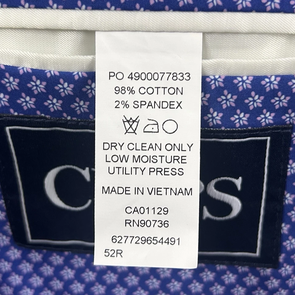 Chaps 52R Seersucker Sport Coat Blue White Striped Cotton Blend Two Button - Image 4 of 4