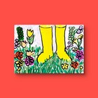 Wellies In The Flower Garden  Expressionist Original Watercolor Painting ACEO. — photo 5