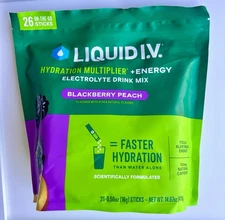 Liquid I.V. Hydration Multiplier + Energy Electrolyte Drink Mix BlackBerry Peach