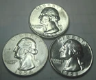 1952 D, 1954 P, & 1958 P * 3 BU Silver WASHINGTON Quarters * USA ONLY $5.00 SHIP