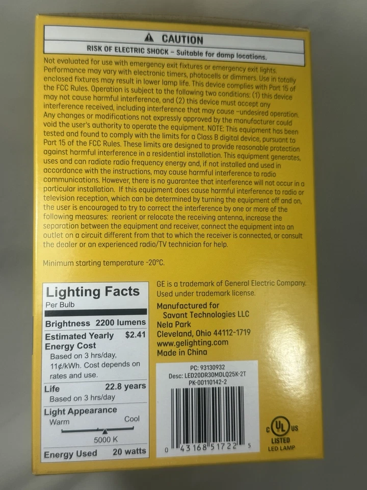 GE Ultra Bright LED BR30 150W Daylight Floodlight Bulbs 4 New Boxes Medium Base - Image 4 of 4