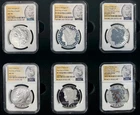 2023 MS70 PF70 6-Coin Set Morgan & Peace Silver Dollar (2) REVERSE PF -NGC Grade