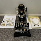 Large Lot Vintage Gold Tone Jewelry-MANY SIGNED~Krementz 925 Marvella Trifari+++