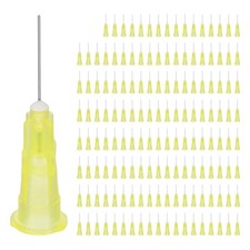 150 Pcs 0.5" 30G Blunt Tip Dispensing Needles Liquid Dispenser, Light Yellow