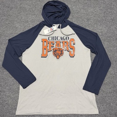 NFL Chicago Bears Team Apparel Raglan Hoodie Long Sleeve Shirt XL Gray Navy NWT