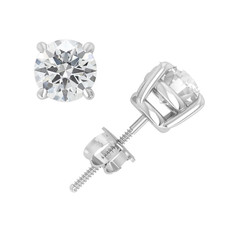 D VVS 2.00 CTW Lab Grown Diamond Studs Earrings 14k White Gold Screw Back